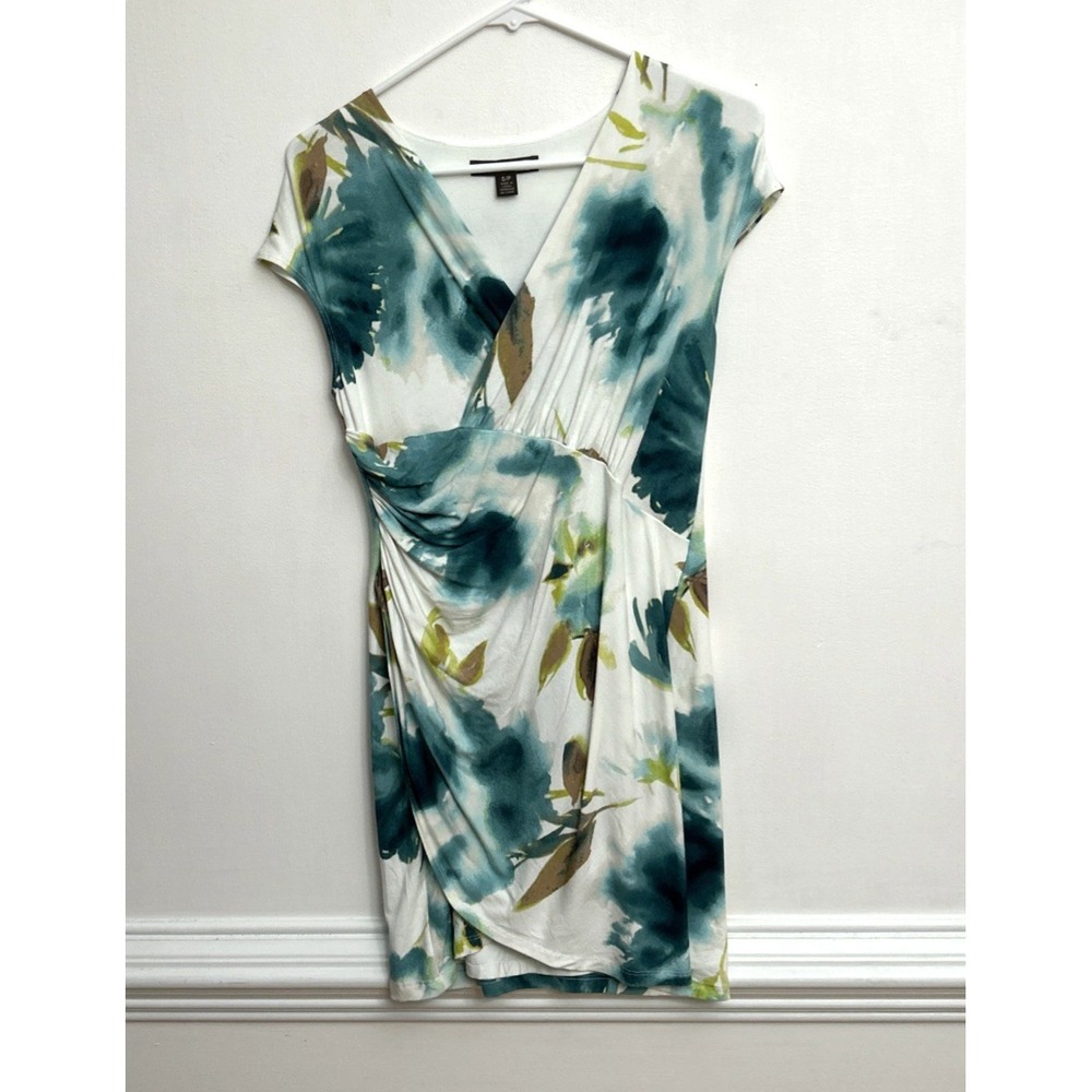 Tommy Bahama Watercolor Faux Wrap Jersey Dress Size S/P Abstract Floral‎